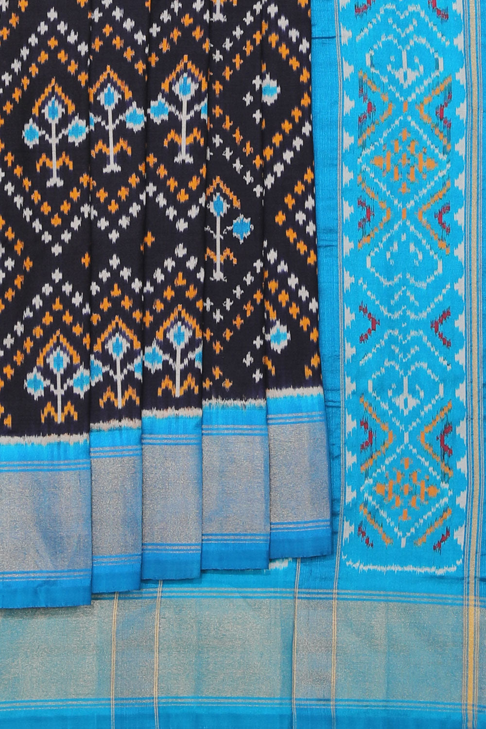Image of Pochampally Ikat Silk Black Saree
